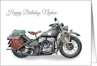 Nephew Birthday Featuring a Classic WW2 American Military Motorcycle card