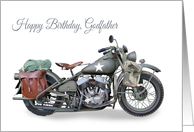 Godfather Birthday Featuring Classic WW2 American Military Motorcycle card