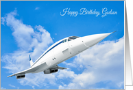 Godson Birthday Featuring a Graphic of a Supersonic Airliner card
