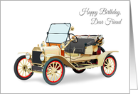 Dear Friend Birthday Featuring Classic Vintage 1916 American Car card