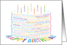 World Word Birthday Cake Multi Languages card