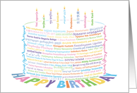 World Word Birthday Cake Multi Languages card