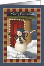 Snowman Pizza Delivery Driver Christmas card
