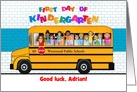 Custom Front First Day Kindergarten School Bus with Kids card