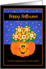 Aunt Candy Corn Bouquet in Pumpkin Halloween card