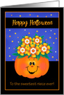 Niece Candy Corn Bouquet in Pumpkin Halloween card