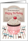 Custom Front Granddaughter Cupcake Birthday card