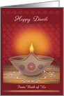 Custom Front From Both of Us Lit Clay Diwali Lamp Happy Diwali card