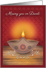 Missing You on Diwali Lit Clay Diwali Lamp Happy Diwali card