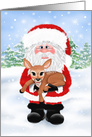 Santa and Baby Deer Blank Note card
