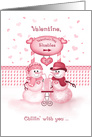 Just Chilling Snowman Couple Sharing Slushy Valentine card