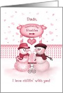 Custom Front For Both Dads Snowman Couple Valentine card