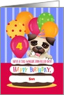 Custom Front Age Name Puppy For Son 4 Years Old Birthday card