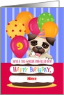 Custom Front Age Name Puppy Niece 9 Years Old Birthday card