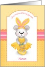 Custom Front Bear in Yellow Bunny Ears Niece Easter card