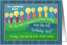 Custom Front Over the Hill Sister Humorous Birthday card