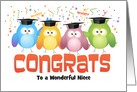 Custom Front Niece Owls with Caps Graduation Congratulations card