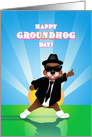 Singing Blues Groundhog in Sunglasses Happy Grounghog Day card