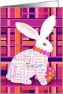 Word Art Easter Bunny Rabbit on Plaid Happy Easter card