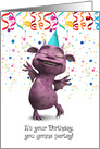 Dancing Dragon with Confetti Happy Birthday card