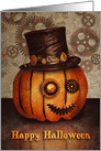 Steampunk Antique Pumpkin Happy Halloween card