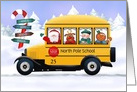 Custom Front School and Bus Number Vintage Santa Bus Christmas card