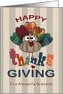 Custom Front Grandma Heart Feathers Turkey Thanksgiving card