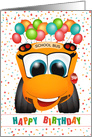 School Bus and Balloon Theme Birthday card