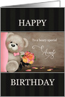 Teddy Bear with Bouquet for Aunt Happy Birthday card
