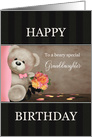 Teddy Bear with Bouquet for Granddaughter Happy Birthday card