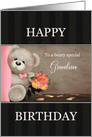 Teddy Bear with Bouquet for Grandma Happy Birthday card