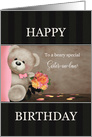 Teddy Bear with Bouquet for Sister In Law Happy Birthday card