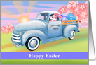 For Kids Bunny Delivering Eggs in Old Truck Easter card