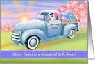 Custom Front Bunny Delivering Eggs in Old Truck Easter card