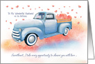 Husband Old Truck with Showering Hearts Humor Birthday card