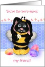 Custom Front Friend Cute Bumble Bee Bunny Easter card