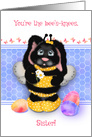 For Sister Cute Bumble Bee Bunny Easter card