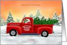 Custom Santa in Red Truck card