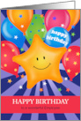 Employee Business Smiling Star Balloon Birthday card