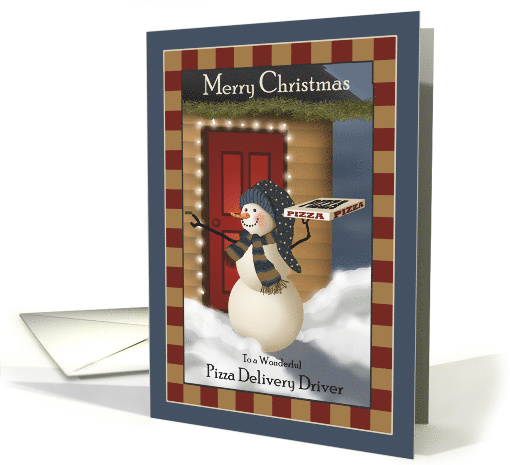 Snowman Pizza Delivery Driver Christmas card (1529620)