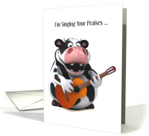 Singing Holstein Cow with Guitar Thank You card (1529652)