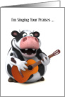 Singing Holstein Cow with Guitar Thank You card