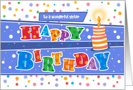 Custom Front Confetti Cake Happy Birthday Sister card