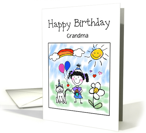 Custom Front Sunshine and Rainbow Grandma Happy Birthday card