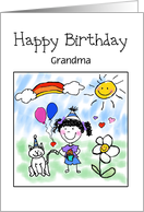 Custom Front Sunshine and Rainbow Grandma Happy Birthday card