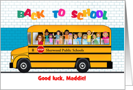 Custom Front School Bus with Kids Back to School card