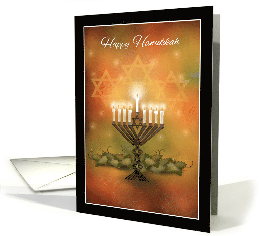 Lit Menorah Star of David Happy Hannukah card (1545472)
