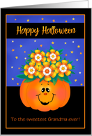Custom Front Grandma Candy Bouquet in Pumpkin Halloween card