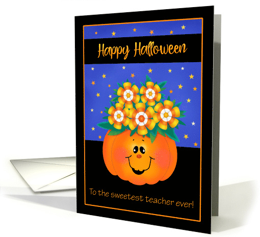 Teacher Candy Corn Bouquet in Pumpkin Halloween card (1546238)
