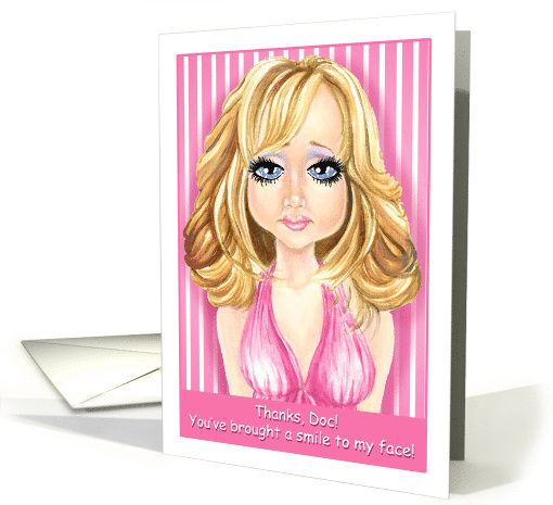 Humorous Blonde Plastic Surgeon Thank You card (1546512)